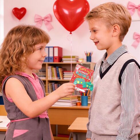Fancy Land 30 Pack Valentines Gifts for Kids Classroom Video Game Silicone Keychains Kids Valentines Day Cards for School Classroom Exchange Gifts Party Favors in Saudi Arabia