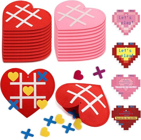 24 Pack Valentines Day Gifts for Kids Classroom, Tic Tac Toe Game with Valentines Exchange Cards for School Boys Girls Party Favors in Saudi Arabia