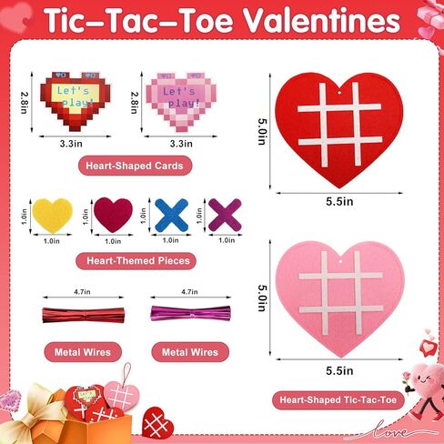 24 Pack Valentines Day Gifts for Kids Classroom, Tic Tac Toe Game with Valentines Exchange Cards for School Boys Girls Party Favors in Saudi Arabia