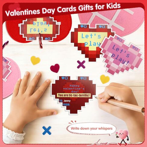 24 Pack Valentines Day Gifts for Kids Classroom, Tic Tac Toe Game with Valentines Exchange Cards for School Boys Girls Party Favors in Saudi Arabia