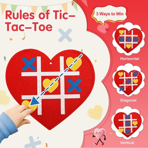 24 Pack Valentines Day Gifts for Kids Classroom, Tic Tac Toe Game with Valentines Exchange Cards for School Boys Girls Party Favors in Saudi Arabia