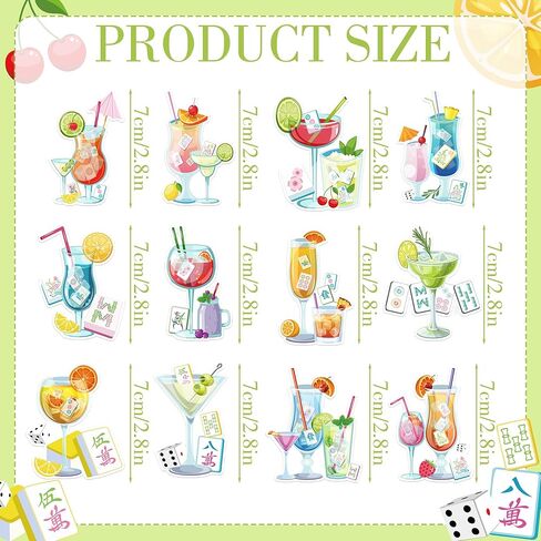 لوازم حفلات أعياد الميلاد من Mahjong - مجموعة مكونة من 24 قطعة من أغطية الكب كيك والكب كيك والحلوى وديكور الكوكتيل ماه جونغ تحت عنوان الزينة المفضلة للنساء والفتيات والاحتفالات الليلية in Kuwait