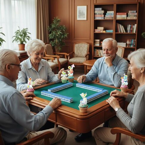 لوازم حفلات أعياد الميلاد من Mahjong - مجموعة مكونة من 24 قطعة من أغطية الكب كيك والكب كيك والحلوى وديكور الكوكتيل ماه جونغ تحت عنوان الزينة المفضلة للنساء والفتيات والاحتفالات الليلية in Kuwait