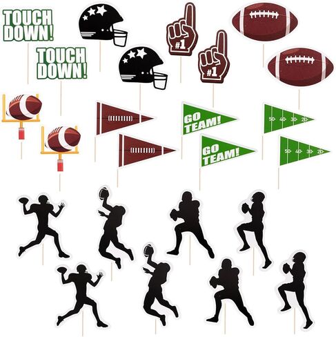 Sucrain 24pcs Football Cupcake Toppers,Disposable Foot Ball Themed Toothpicks, Cocktail Picks for Birthday Party,Game Day, Tailgate Decorations in Saudi Arabia