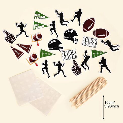 Sucrain 24pcs Football Cupcake Toppers,Disposable Foot Ball Themed Toothpicks, Cocktail Picks for Birthday Party,Game Day, Tailgate Decorations in Saudi Arabia
