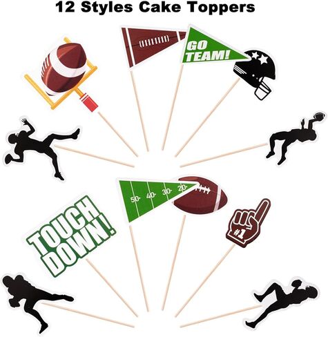 Sucrain 24pcs Football Cupcake Toppers,Disposable Foot Ball Themed Toothpicks, Cocktail Picks for Birthday Party,Game Day, Tailgate Decorations in Saudi Arabia