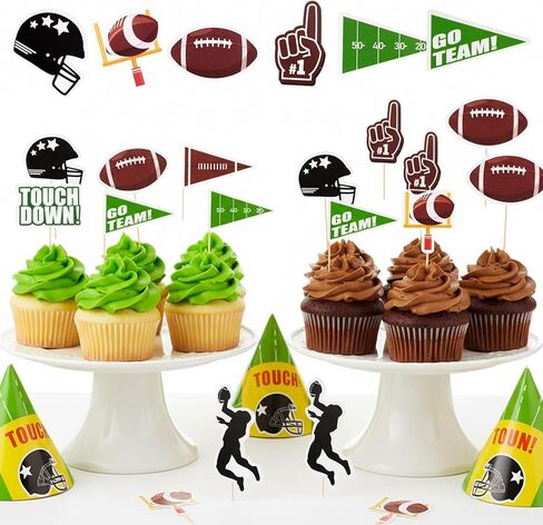 Sucrain 24pcs Football Cupcake Toppers,Disposable Foot Ball Themed Toothpicks, Cocktail Picks for Birthday Party,Game Day, Tailgate Decorations in Saudi Arabia