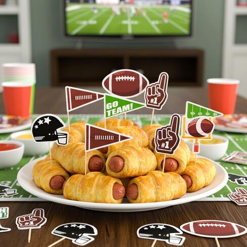 Sucrain 24pcs Football Cupcake Toppers,Disposable Foot Ball Themed Toothpicks, Cocktail Picks for Birthday Party,Game Day, Tailgate Decorations in Saudi Arabia