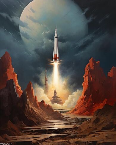 WUIVCTR DIY Paint by Numbers for Adults Beginner, Space Rocket Adventure, Adult Crafts Adults' Paint-by-Number Kits, Room Decor Gift for Birthday Festival (16x20 inch,No Frame), Bright in Saudi Arabia