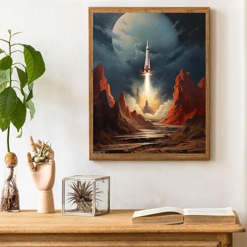 WUIVCTR DIY Paint by Numbers for Adults Beginner, Space Rocket Adventure, Adult Crafts Adults' Paint-by-Number Kits, Room Decor Gift for Birthday Festival (16x20 inch,No Frame), Bright in Saudi Arabia