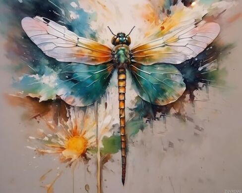 ZUVRDIAI Oil Painting Kit for Beginner Digital Painting Dragonfly Paint by Numbers for Adults Beginner Arts Craft for Decoration, 40x50cm No Frame in Saudi Arabia