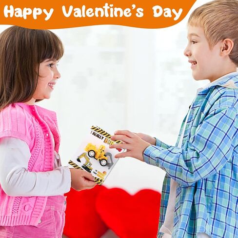 Roowest 24 Set Valentine's Day Gifts for Kids Bulk Construction Vehicle Valentines Card Pull Back Construction Truck Toy with Card for Girl Boy School Classroom Preschool Exchange Gifts Party Favor in Saudi Arabia