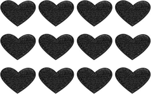 uxcell 12Pcs Iron on Heart Patches, Sew on Small Heart Embroidered Patches, Decorative Repair Patch Applique for DIY Crafts Backpacks Bags Hats Clothes, 25mm White in Saudi Arabia