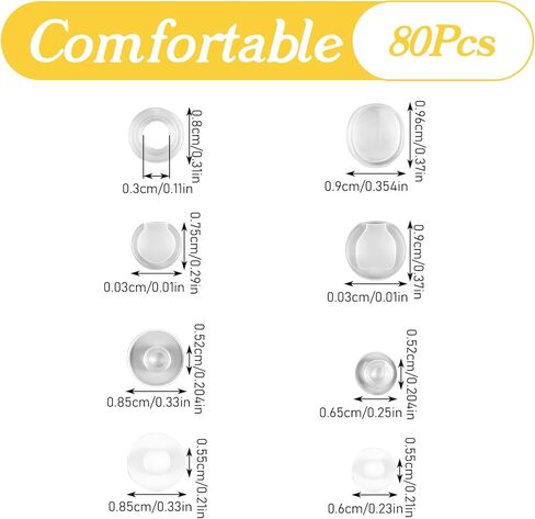 80 Pcs Clip On Earring Pads TPE Material (Better Than Silicone) Clear Clip On Earring Backs, Comfort Earrings Cushions for Clips on Earrings in Saudi Arabia