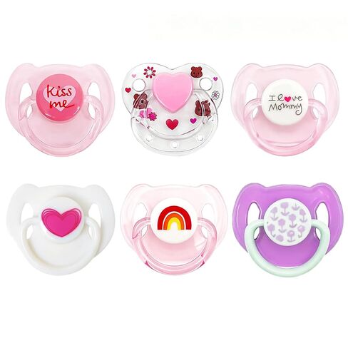 6 Pieces Cute Girl Magnetic Pacifier Set for Reborn Dolls - Pink Purple White Styles, Doll Feeding Toy Accessories & Kids Gifts in Saudi Arabia