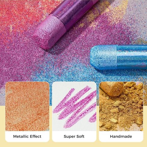 LIGHTWISH Handmade Metallic Soft Pastel Set 24 Colors,Super Soft & Blendable Chalk Pastel Sticks for Professional Drawing Painting,Blending in Saudi Arabia