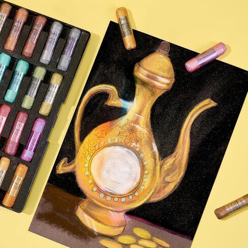 LIGHTWISH Handmade Metallic Soft Pastel Set 24 Colors,Super Soft & Blendable Chalk Pastel Sticks for Professional Drawing Painting,Blending in Saudi Arabia
