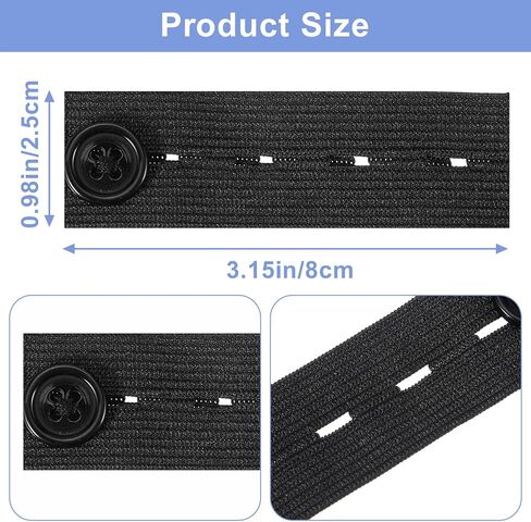 Bremorou 10 Pcs Elastic Waist Extenders For Pants Adjustable Waistband Button Extenders For Pregnancy, Maternity 4 Button Holes For Jeans Pants Women And Men Weight Gain (Black) in Saudi Arabia