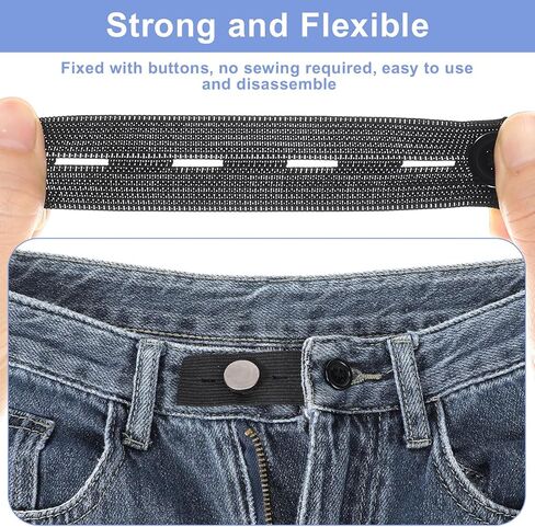 Bremorou 10 Pcs Elastic Waist Extenders For Pants Adjustable Waistband Button Extenders For Pregnancy, Maternity 4 Button Holes For Jeans Pants Women And Men Weight Gain (Black) in Saudi Arabia