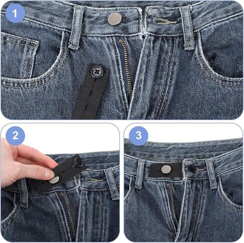 Bremorou 10 Pcs Elastic Waist Extenders For Pants Adjustable Waistband Button Extenders For Pregnancy, Maternity 4 Button Holes For Jeans Pants Women And Men Weight Gain (Black) in Saudi Arabia