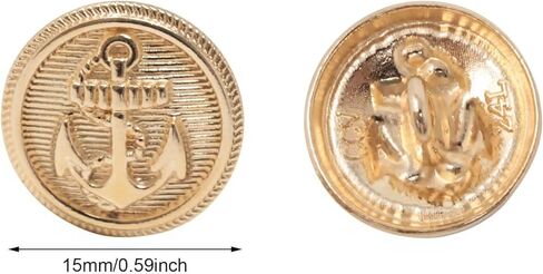 30PCS Golod Anchor Pattern Buttons Vintage Round Sewing Buttons Fashion Clothing Accessories for Coat Jacket Shirt Decoration and DIY Crafts Making, 15mm in Saudi Arabia