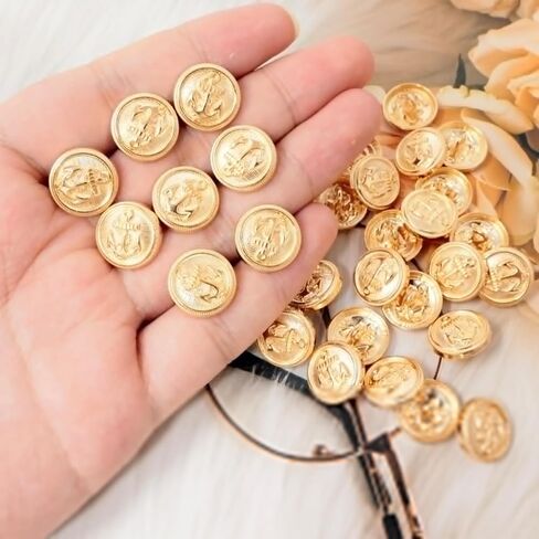 30PCS Golod Anchor Pattern Buttons Vintage Round Sewing Buttons Fashion Clothing Accessories for Coat Jacket Shirt Decoration and DIY Crafts Making, 15mm in Saudi Arabia
