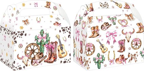 umoni Cowgirl Party Treat Box Coquette Bow Favor Boxes 12PCS Westerm Disco Cowgirl Birthday Party Supplies Boots or Bows Goodie Gift Box for Rodeo Wild West Theme Bachelorette Baby Shower Decor in Saudi Arabia
