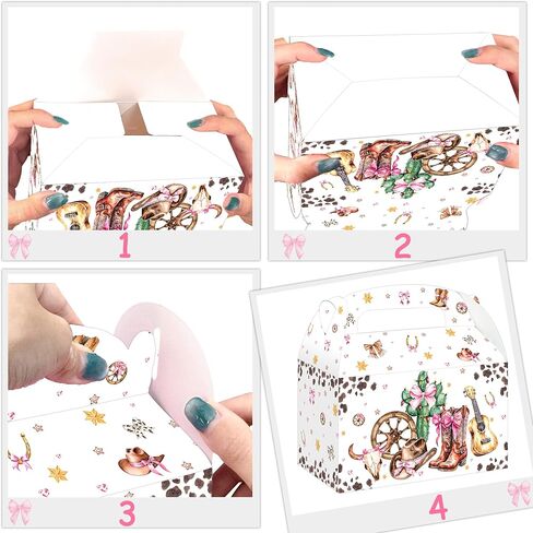 umoni Cowgirl Party Treat Box Coquette Bow Favor Boxes 12PCS Westerm Disco Cowgirl Birthday Party Supplies Boots or Bows Goodie Gift Box for Rodeo Wild West Theme Bachelorette Baby Shower Decor in Saudi Arabia