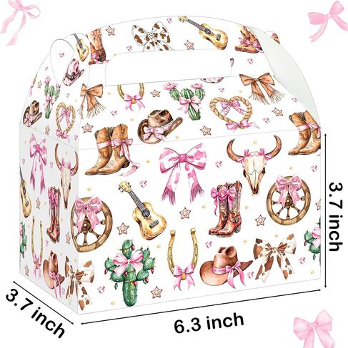 umoni Cowgirl Party Treat Box Coquette Bow Favor Boxes 12PCS Westerm Disco Cowgirl Birthday Party Supplies Boots or Bows Goodie Gift Box for Rodeo Wild West Theme Bachelorette Baby Shower Decor in Saudi Arabia