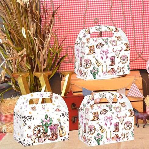umoni Cowgirl Party Treat Box Coquette Bow Favor Boxes 12PCS Westerm Disco Cowgirl Birthday Party Supplies Boots or Bows Goodie Gift Box for Rodeo Wild West Theme Bachelorette Baby Shower Decor in Saudi Arabia