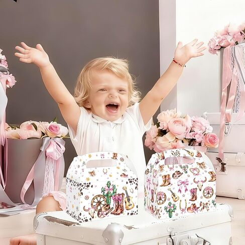 umoni Cowgirl Party Treat Box Coquette Bow Favor Boxes 12PCS Westerm Disco Cowgirl Birthday Party Supplies Boots or Bows Goodie Gift Box for Rodeo Wild West Theme Bachelorette Baby Shower Decor in Saudi Arabia