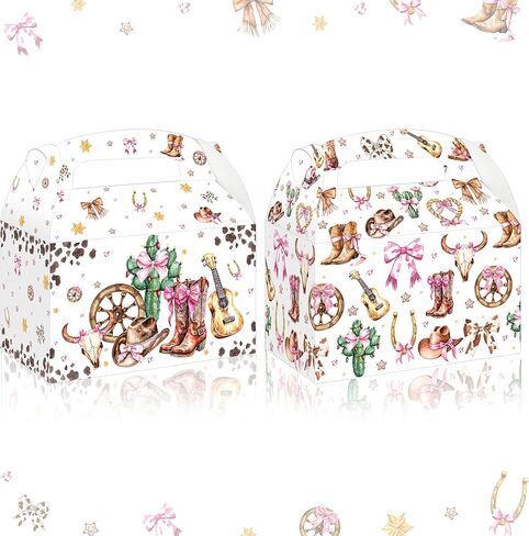 umoni Cowgirl Party Treat Box Coquette Bow Favor Boxes 12PCS Westerm Disco Cowgirl Birthday Party Supplies Boots or Bows Goodie Gift Box for Rodeo Wild West Theme Bachelorette Baby Shower Decor in Saudi Arabia