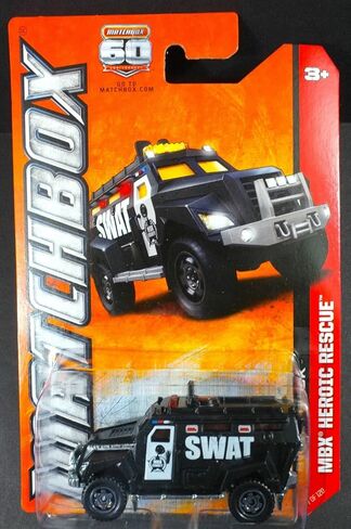 Matchbox SWAT Truck 2013 MBX Heroic Rescue Series Black/White Police SWAT Truck 1:64 Scale Collectible Die Cast Model Car Model #7 of 120 in Saudi Arabia