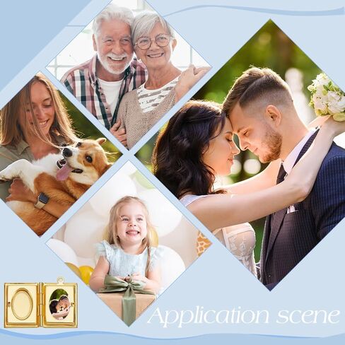 UNICRAFTALE حوالي 12 قطعة مستطيلة من إطار الصورة على شكل كتاب قلادة سحرية ذهبية اللون مع حلقة معدنية من الذاكرة صور المعلقات لصنع المجوهرات وقلادة وسوار الحرف اليدوية in Kuwait