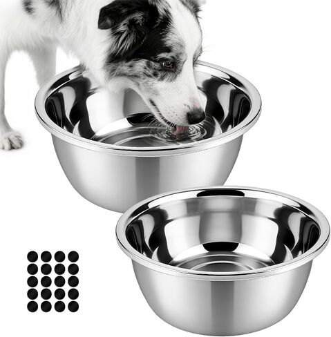 2 Pack Stainless Steel Dog Bowls 6 Cup Large Dog Food Bowl and Water Dish, Non-Slip Metal Pet Bowls for Medium Dogs & Puppies in Saudi Arabia