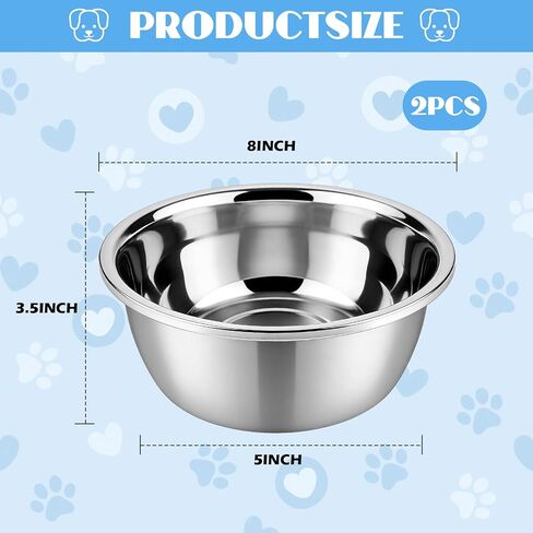 2 Pack Stainless Steel Dog Bowls 6 Cup Large Dog Food Bowl and Water Dish, Non-Slip Metal Pet Bowls for Medium Dogs & Puppies in Saudi Arabia