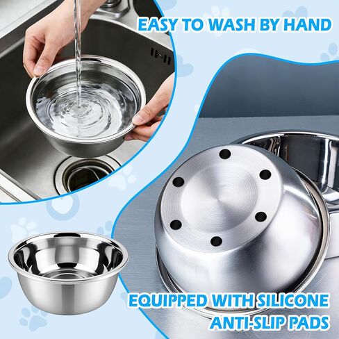 2 Pack Stainless Steel Dog Bowls 6 Cup Large Dog Food Bowl and Water Dish, Non-Slip Metal Pet Bowls for Medium Dogs & Puppies in Saudi Arabia