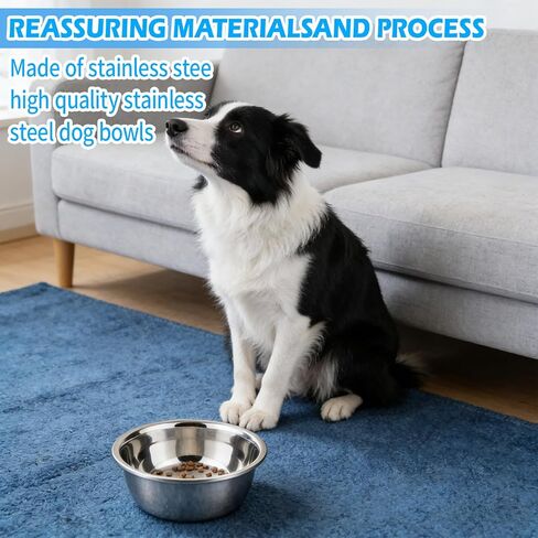 2 Pack Stainless Steel Dog Bowls 6 Cup Large Dog Food Bowl and Water Dish, Non-Slip Metal Pet Bowls for Medium Dogs & Puppies in Saudi Arabia
