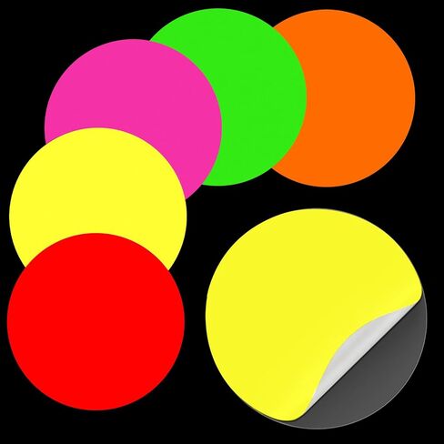 Whaline 30Pcs Neon Colored Round Stickers 8 Inch Glow in The Dark Self-Adhesive Decals for Birthday Wedding Dance Floor Party Decor DIY Crafts Supplies in Saudi Arabia