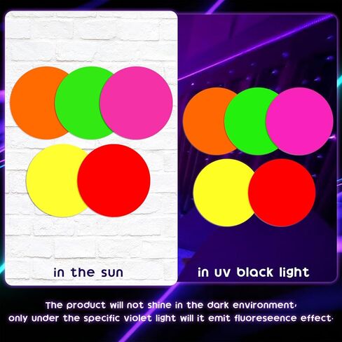 Whaline 30Pcs Neon Colored Round Stickers 8 Inch Glow in The Dark Self-Adhesive Decals for Birthday Wedding Dance Floor Party Decor DIY Crafts Supplies in Saudi Arabia