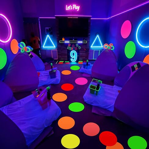 Whaline 30Pcs Neon Colored Round Stickers 8 Inch Glow in The Dark Self-Adhesive Decals for Birthday Wedding Dance Floor Party Decor DIY Crafts Supplies in Saudi Arabia