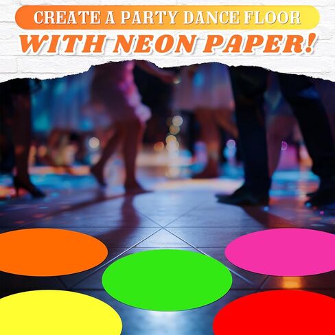 Whaline 30Pcs Neon Colored Round Stickers 8 Inch Glow in The Dark Self-Adhesive Decals for Birthday Wedding Dance Floor Party Decor DIY Crafts Supplies in Saudi Arabia