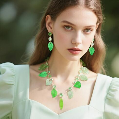 120 Pcs Transparent Green Leaf Beads – Glass & Acrylic Maple Leaves Beads Green Flower Beads for Jewelry Making & DIY Crafts – Tiny Leaf Pendants for Necklace, Bracelet, Earring & Wind Chimes in Kuwait