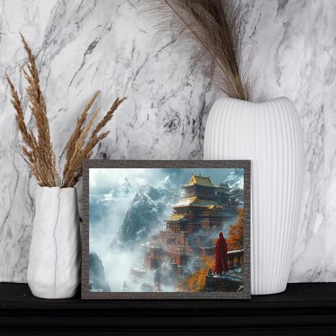 WUIVCTR Paint by Numbers, Tibetan Through Mountain Temple, Adult Crafts Adult Paint by Number Kits, Arts Crafts for Home Decor (No Frame, 16x20 inch) in Saudi Arabia