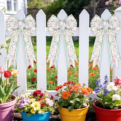 2 Rolls 10 Yards Wildflower Wired Edge Ribbon 2.5 Inch Floral Butterfly Fabric Ribbon Watercolor Stripe Craft Ribbon for Gift Wrapping Bow Wreath Making Spring Wedding Bridal Shower Supplies in Saudi Arabia