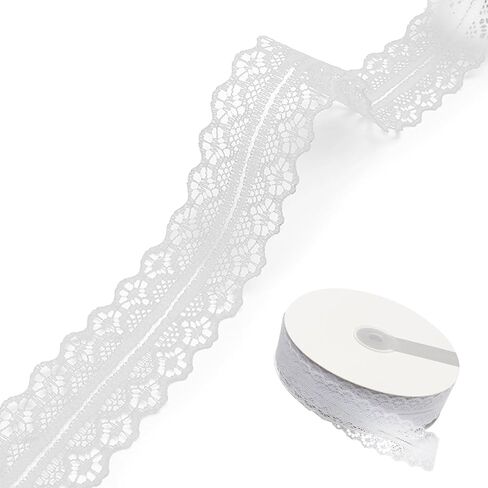 Lace Trim Ribbon, 50 Yards 1.2 Inch Wide Vintage Pattern Roll Ribbons, Suitable for Gift Packaging, Bouquet Ribbons, DIY Crafts, Sewing, and Party Decoration (Black) in Kuwait