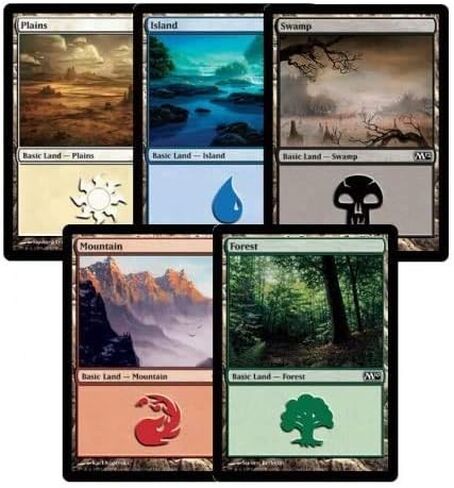 MTG Magic The Gathering 20 أرض فويل متنوعة - 4 غابة، جزيرة، جبل، سهول، مستنقع in Kuwait