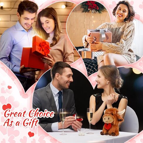 عيد الحب أبقار المرتفعات لعبة الحيوانات المحشوة هدية من القطيفة مع الحب البني مضحك لطيف القلب الاشياء رقيق الماشية الدمى مزرعة أفخم لعبة الهدايا الديكور للبالغين لها له in Saudi Arabia