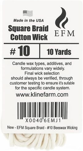 EFM Square Braid Cotton Candle Wick - #10 Wicking – Unwaxed, Raw for Beeswax Candle Making in Saudi Arabia