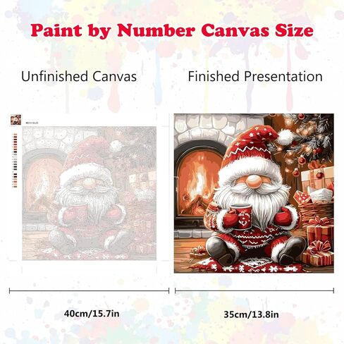 MEIYUDA Christmas Paint by Numbers Kit, Gnome Paint by Numbers for Adults Beginners, DIY Acrylic Oil Painting by Number on Canvas for Home Wall Decor and Present 14x14in in Saudi Arabia